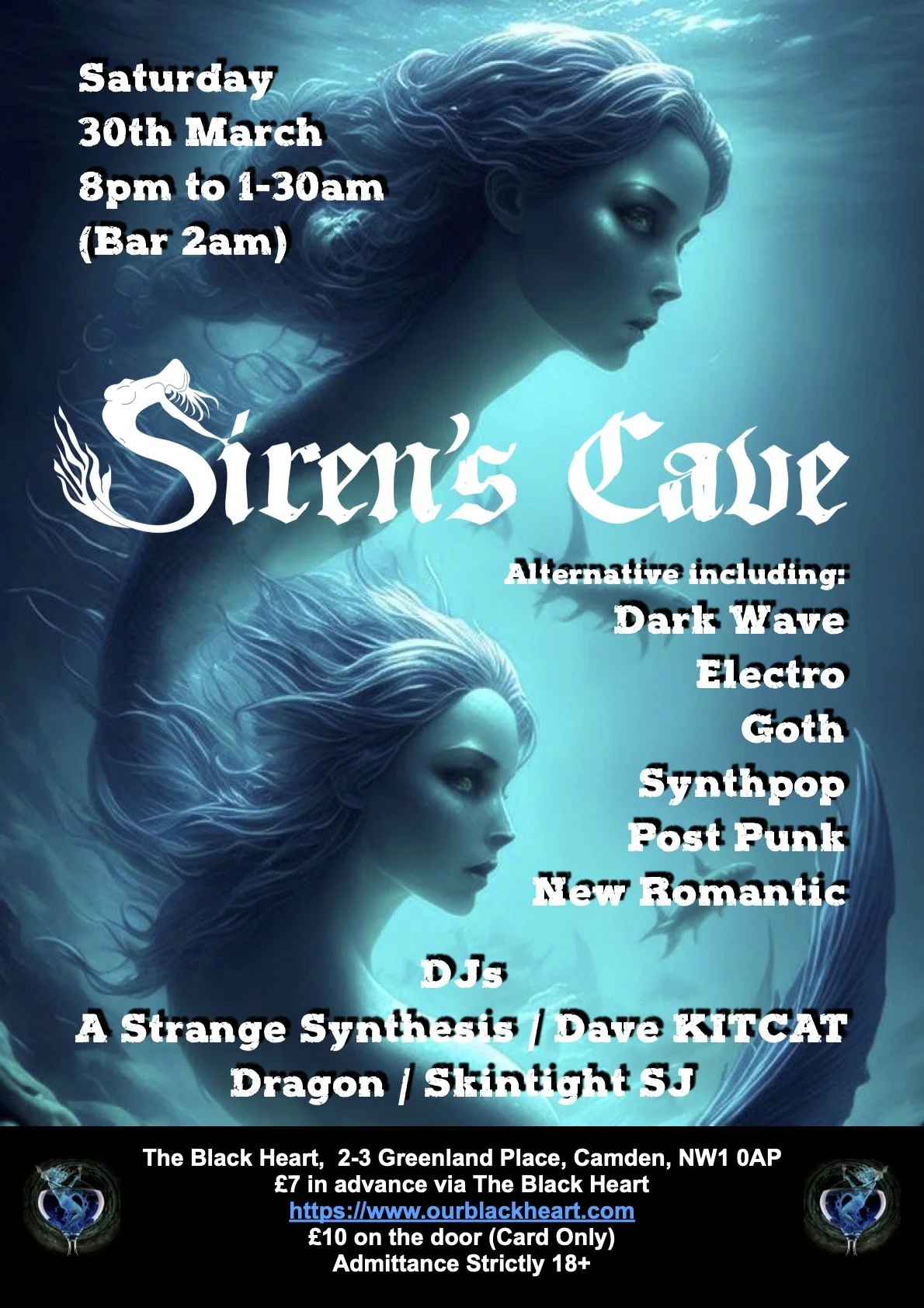 SIREN'S CAVE (CLUBNIGHT) — Our Black Heart